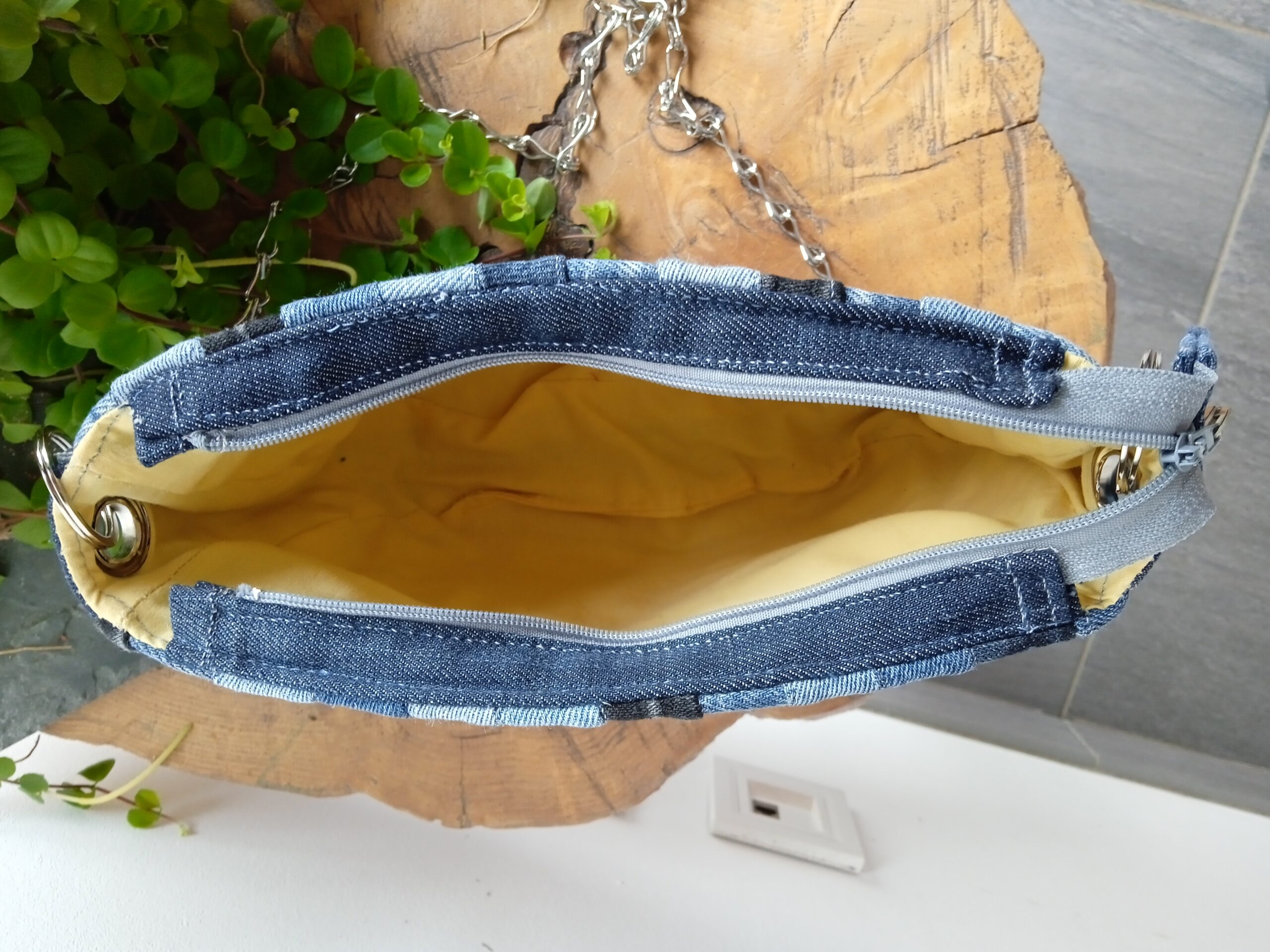 sac à main jeans patchwork